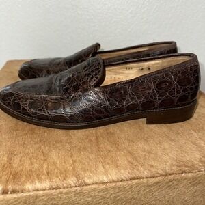 Zella Brown Crocodile Pattern Loafers